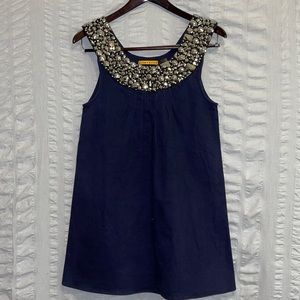 Alice + Olivia Navy Silver Studded Babydoll Dress